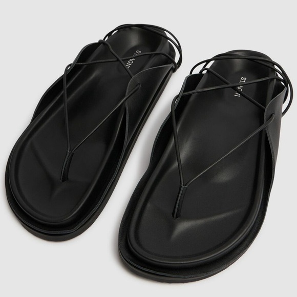 St. Agni Black Lace-Up Minimalist Gladiator Sandals in Size 42 - Picture 2 of 9